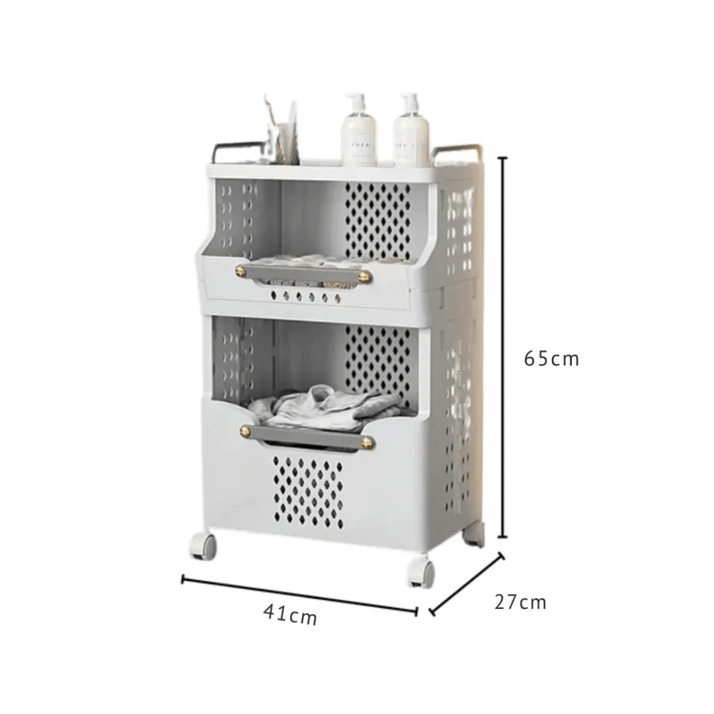 Multipurpose Multi-Layer Foldable Rolling Laundry and Storage Basket - Image 7