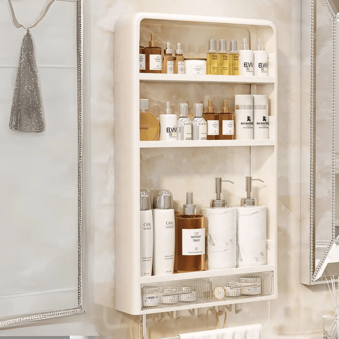 Multipurpose Multi-Layer Plastic Wall Mounted Storage Rack with Hooks(40cm) - Image 3