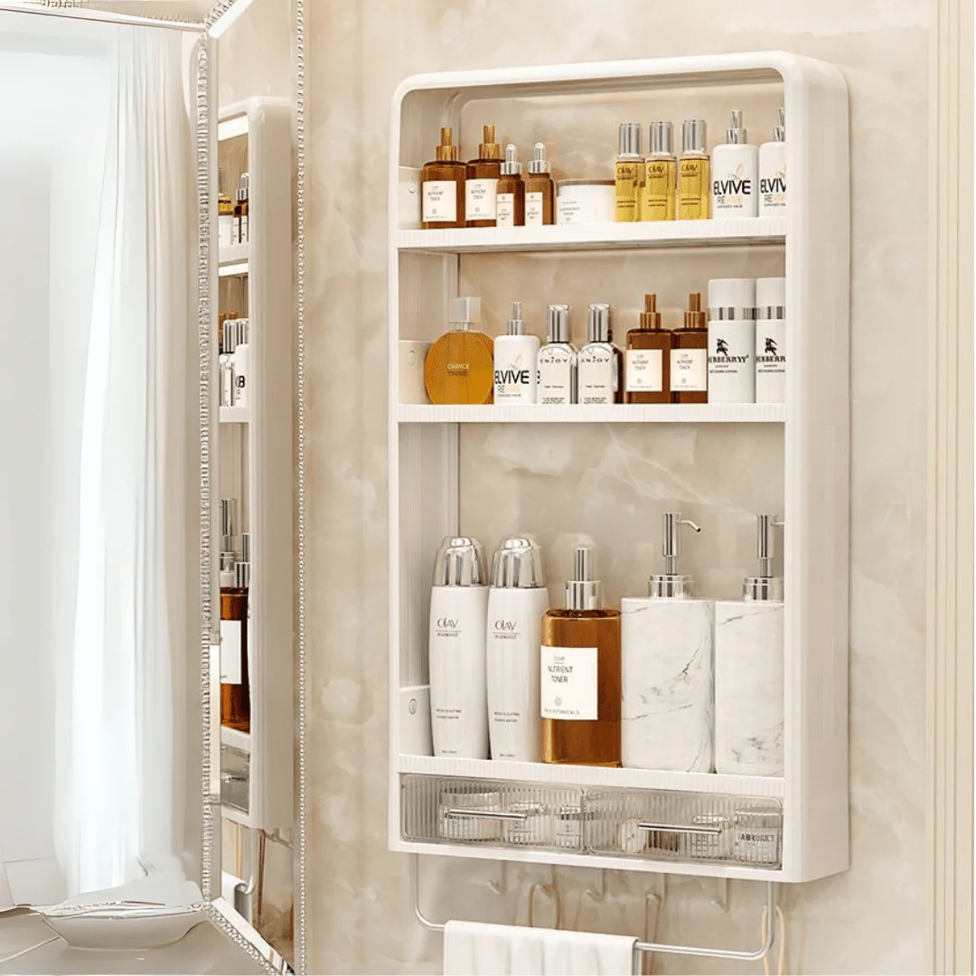 Multipurpose Multi-Layer Plastic Wall Mounted Storage Rack with Hooks(40cm) - Image 4