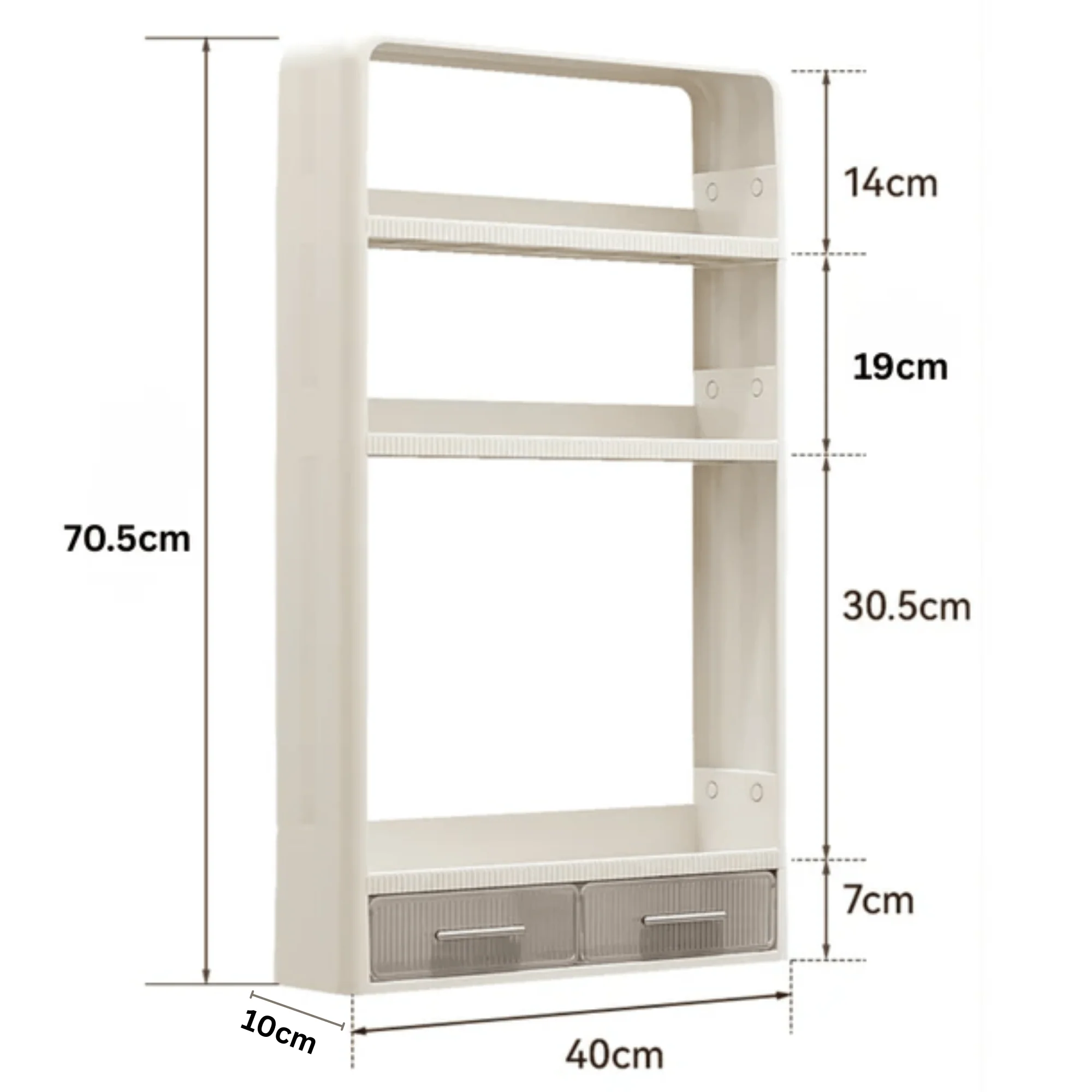 Multipurpose Multi-Layer Plastic Wall Mounted Storage Rack with Hooks(40cm) - Image 7