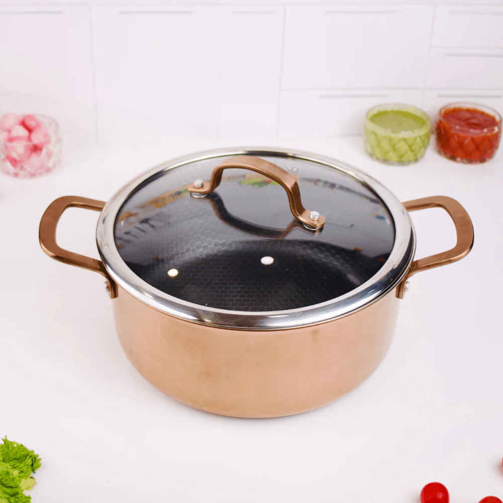 Multi-Purpose Copper Core Honeycomb Cooking Pot With Lid (24cm) - Image 3
