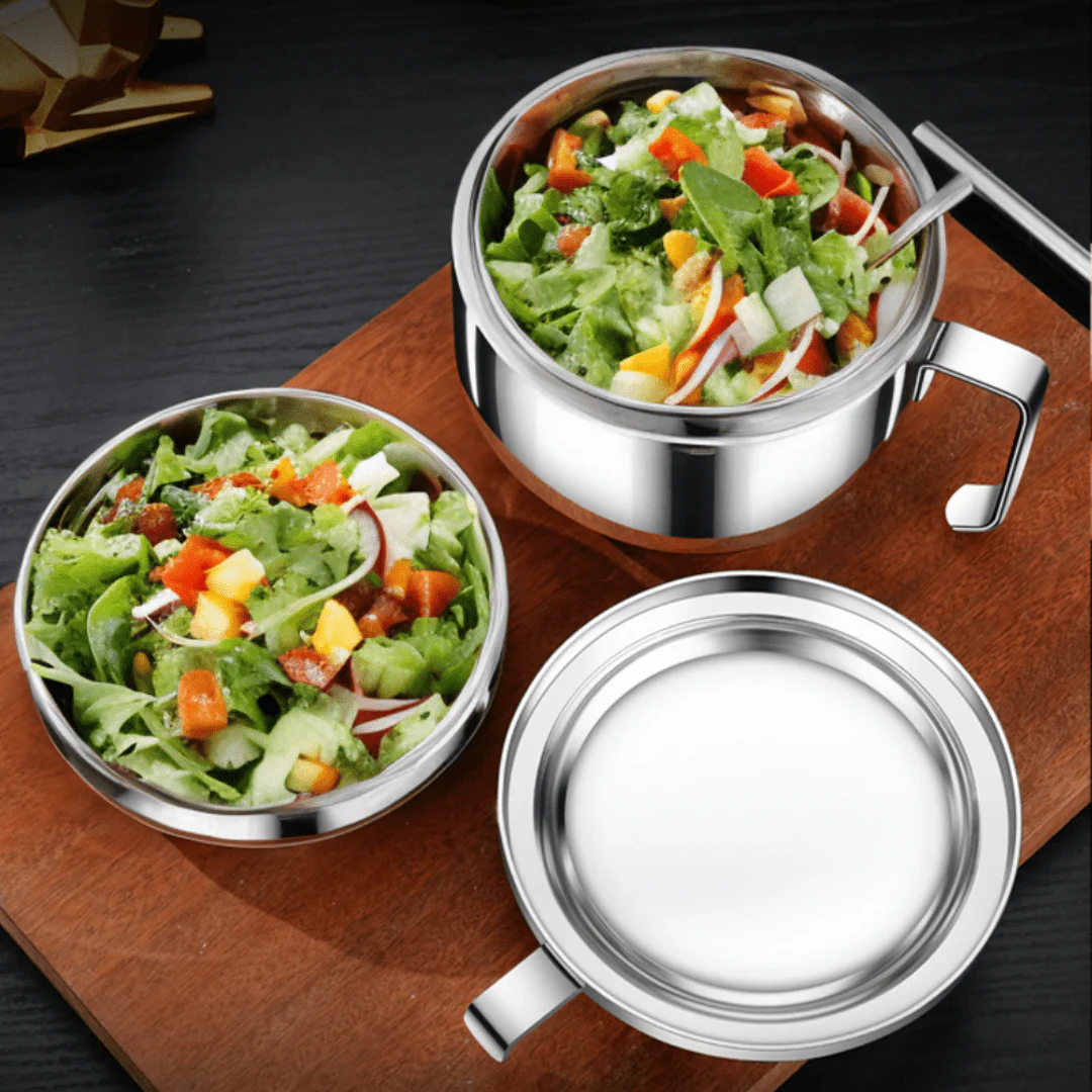 Multipurpose Stainless Steel Cooking Bowl with Lid - Image 2