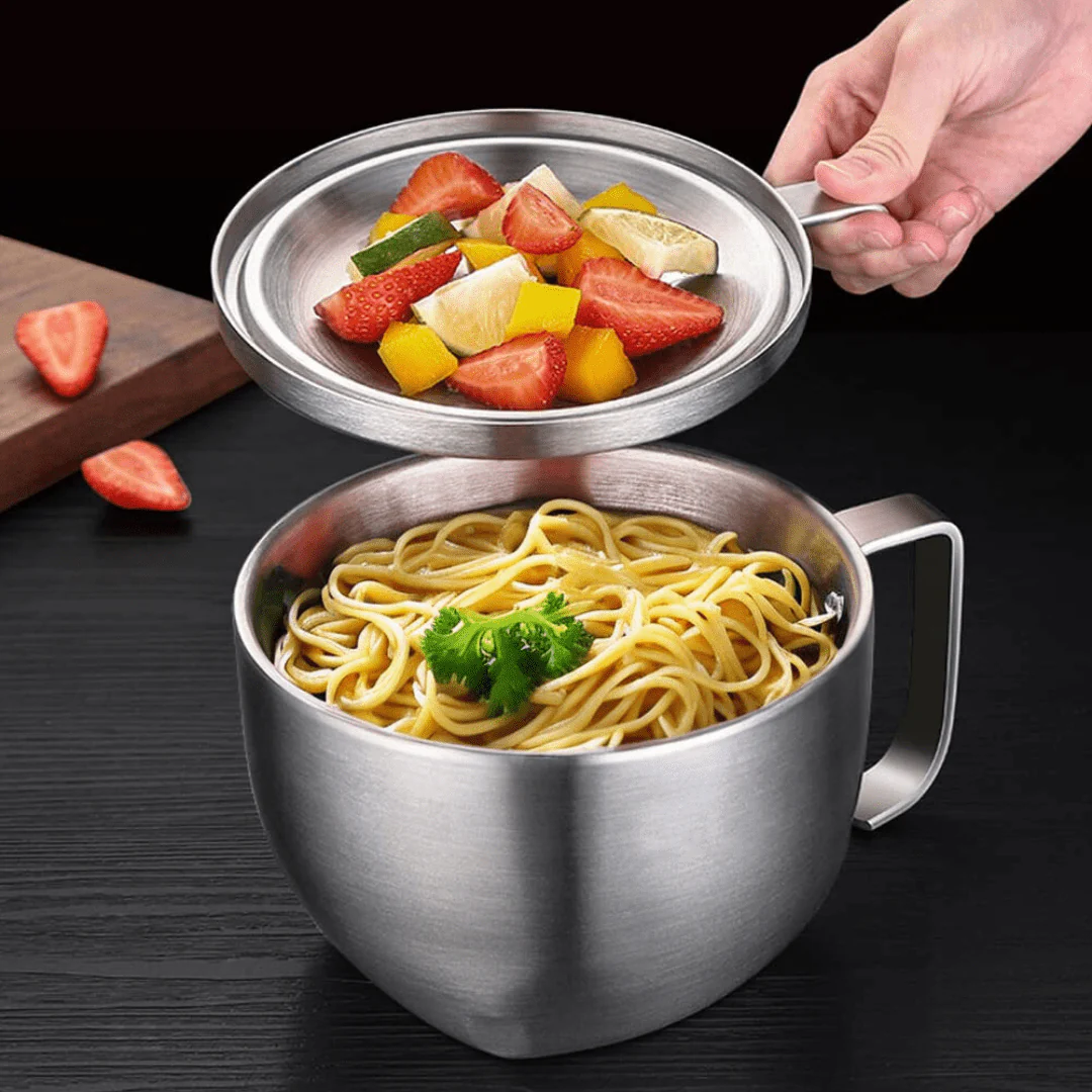 Multipurpose Stainless Steel Cooking Bowl with Lid - Image 3