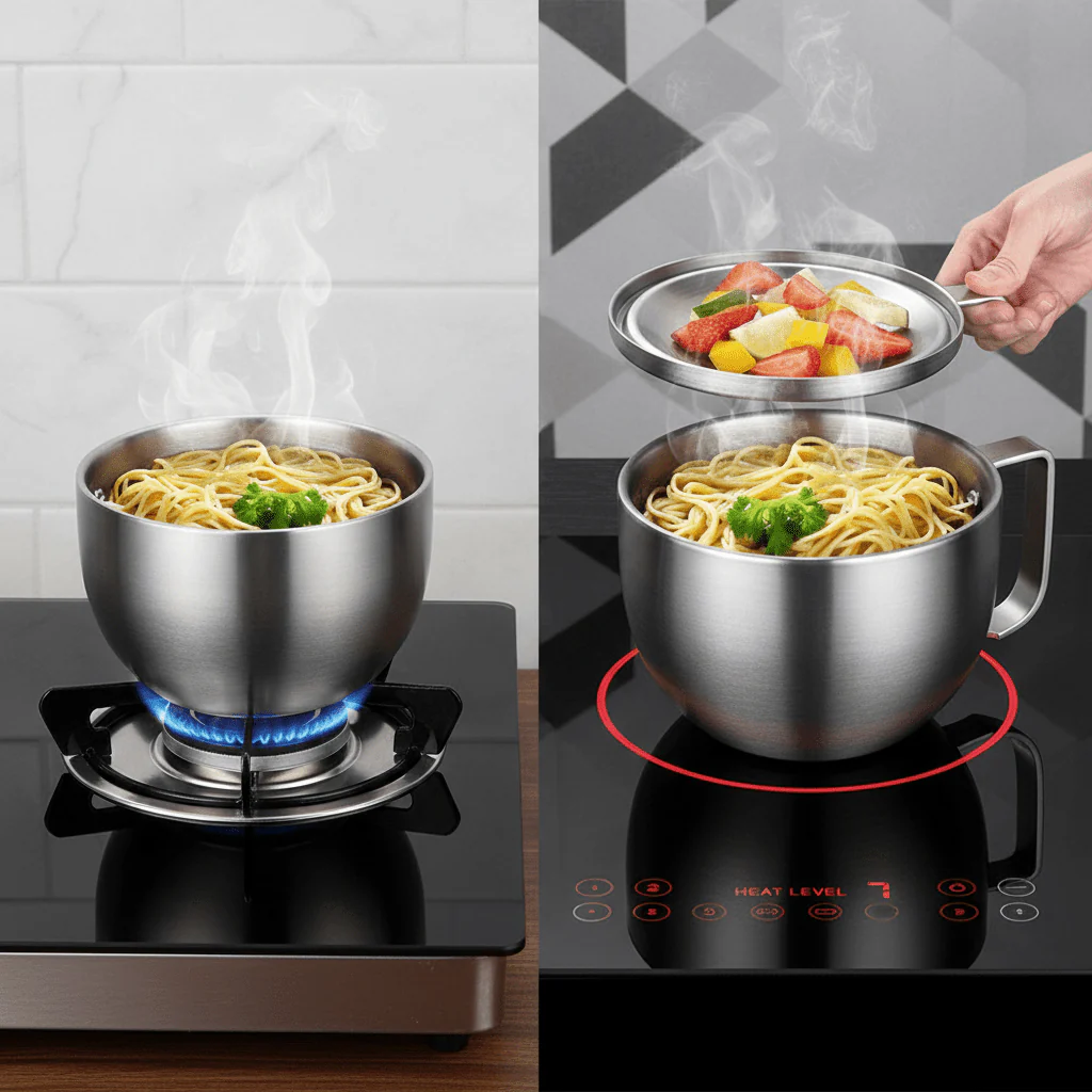 Multipurpose Stainless Steel Cooking Bowl with Lid - Image 6