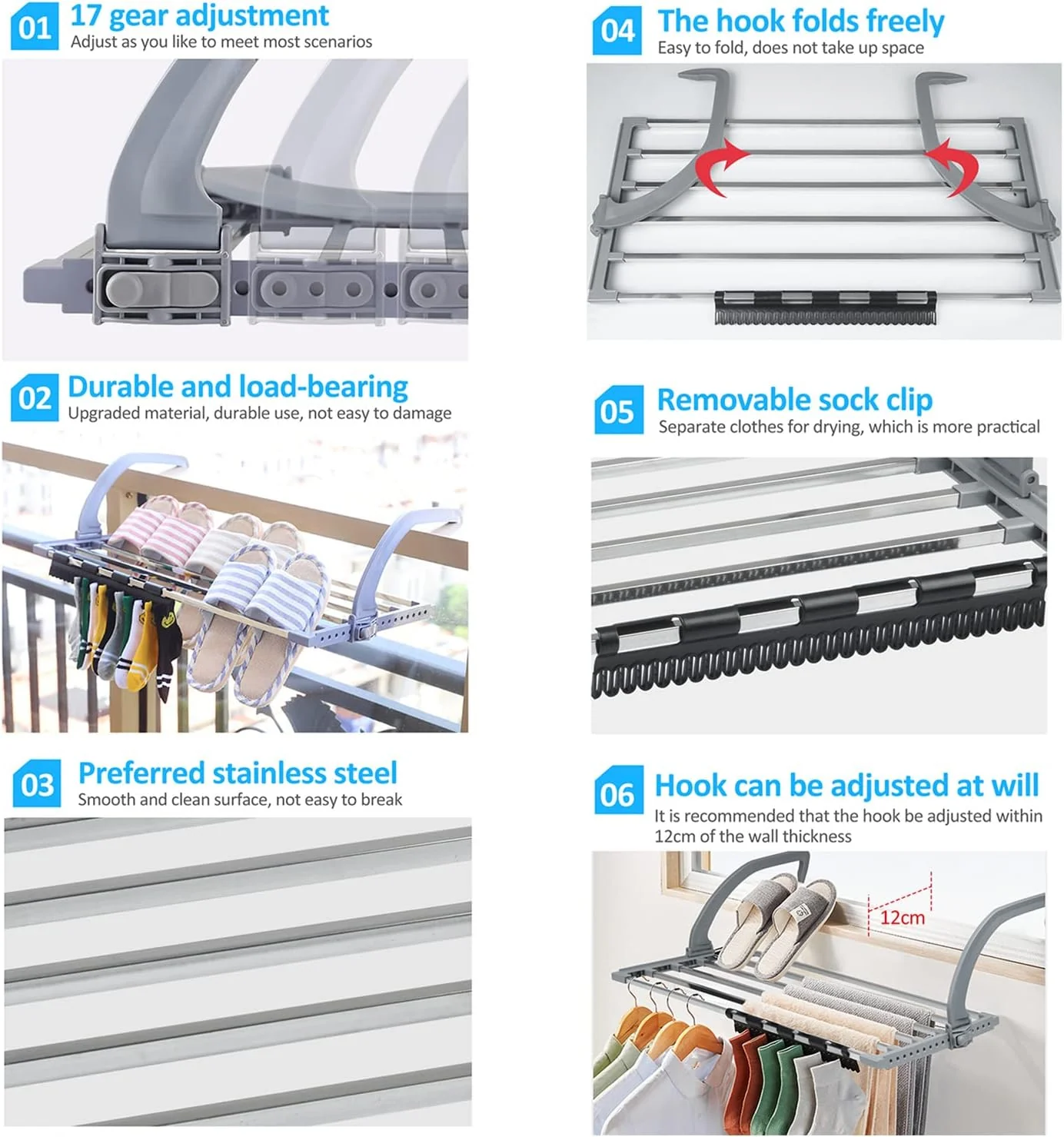 Multi-Purpose Stainless Steel Foldable Cloth Drying Rack(70cm) - Image 3