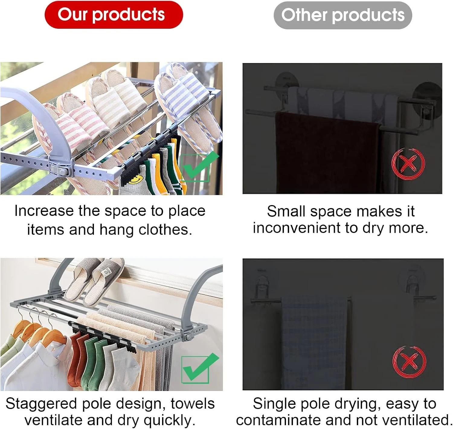 Multi-Purpose Stainless Steel Foldable Cloth Drying Rack(70cm) - Image 4