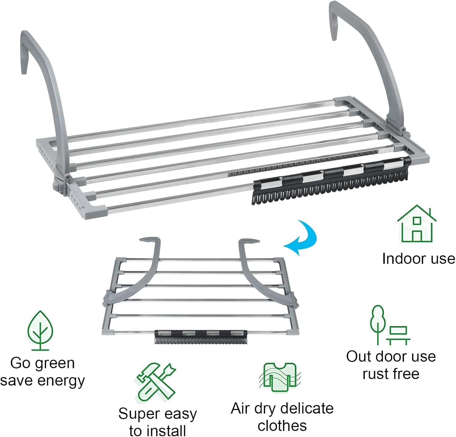 Multi-Purpose Stainless Steel Foldable Cloth Drying Rack(70cm) - Image 5
