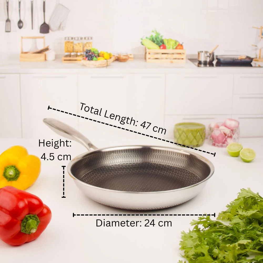 Multi-Purpose Stainless Steel Non-Stick Honeycomb Frying Pan(24cm) - Image 6