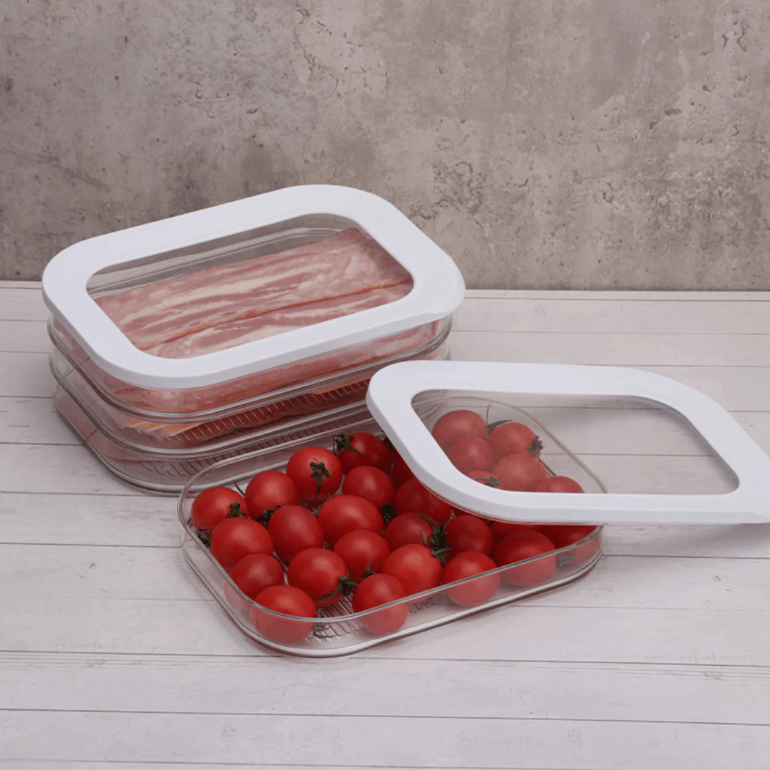 Multi-Purpose Three-Layer Transparent Refrigerator Sealed Storage Box with Lid - Image 2