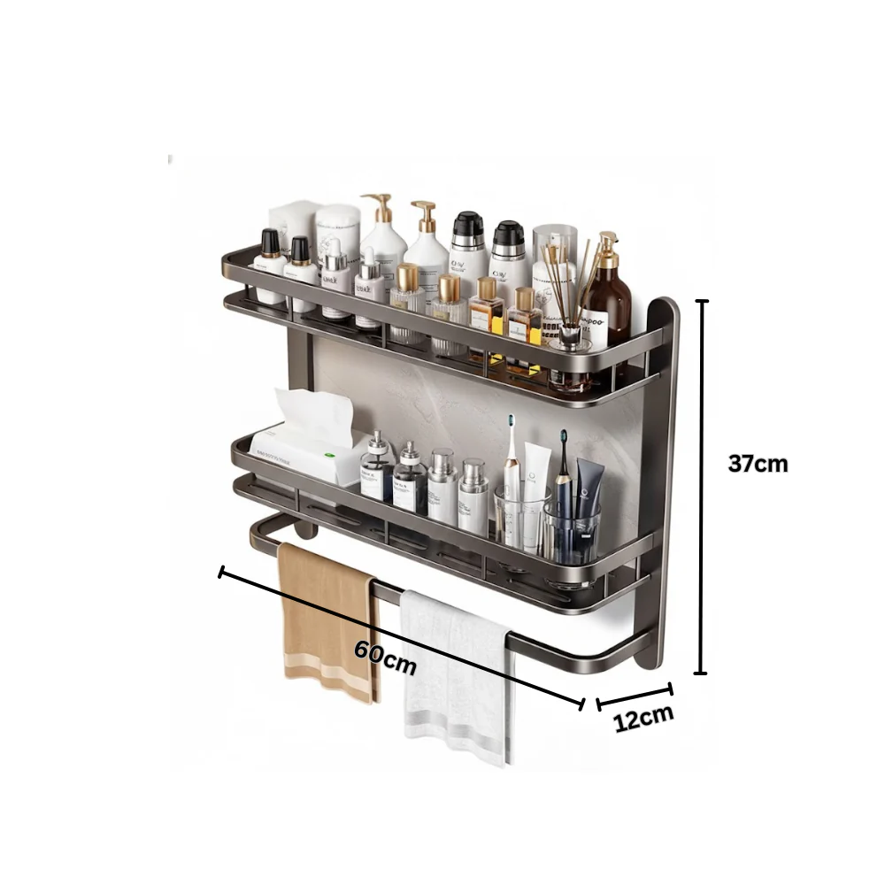 Multi-Purpose Wall-Mounted Aluminum Household Rack (60cm) - Image 8