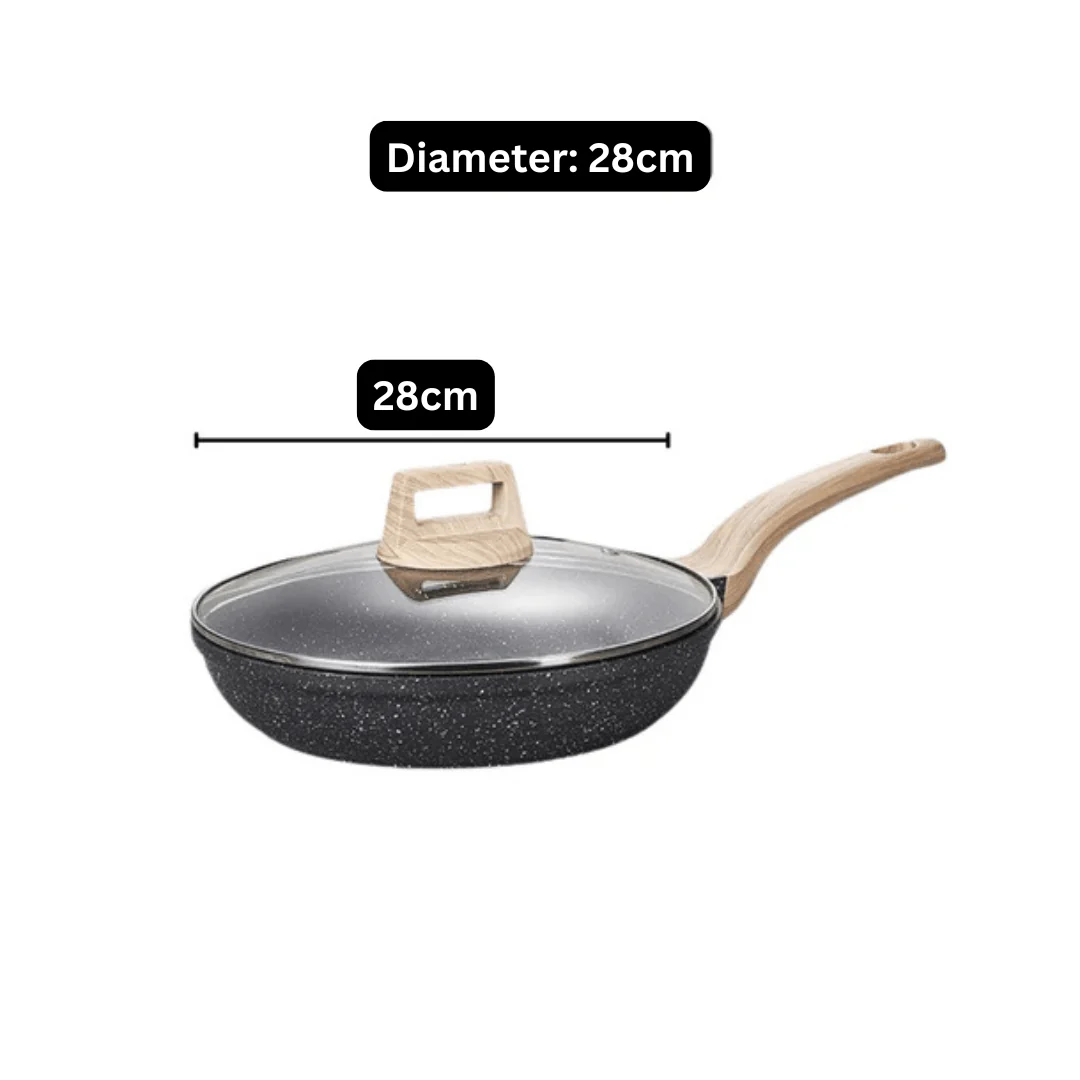 Maifan Stone Non-Stick Flat Bottom Frying Pan (Black-28cm) - Image 8