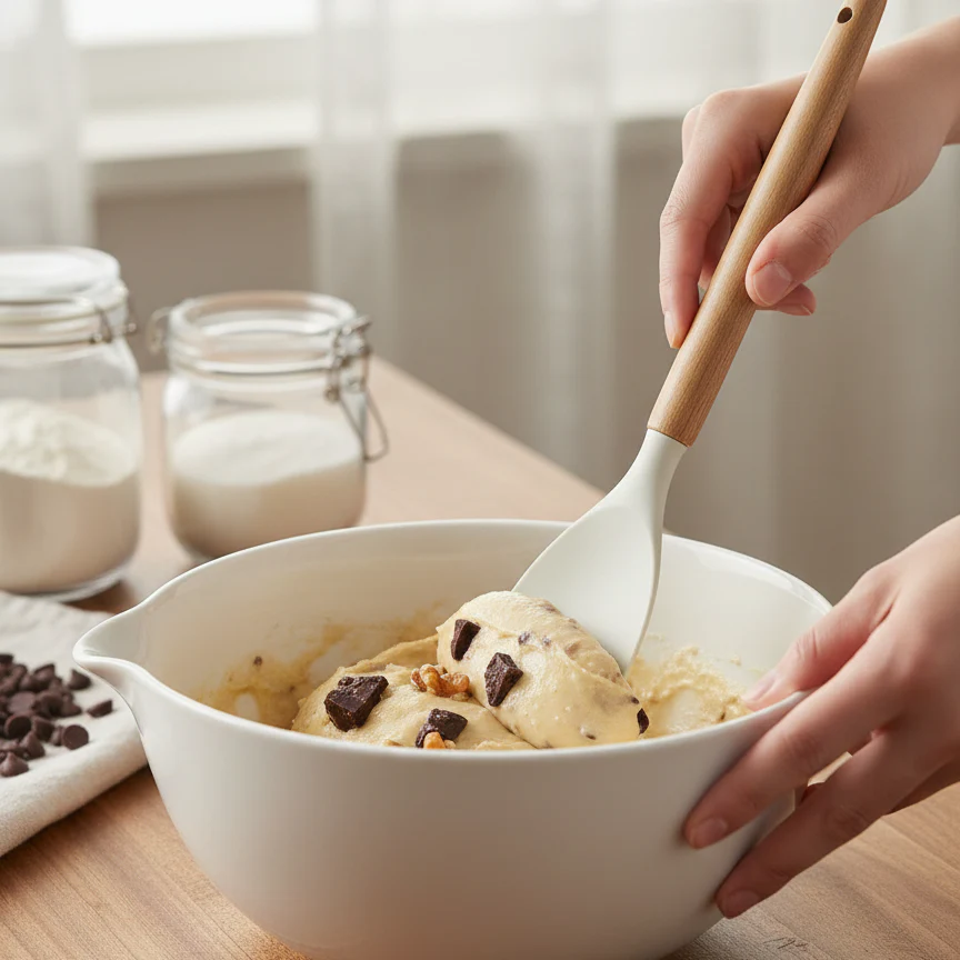 Natural Acacia Wood Handle Silicone Spatula & Whisk Set - Image 3