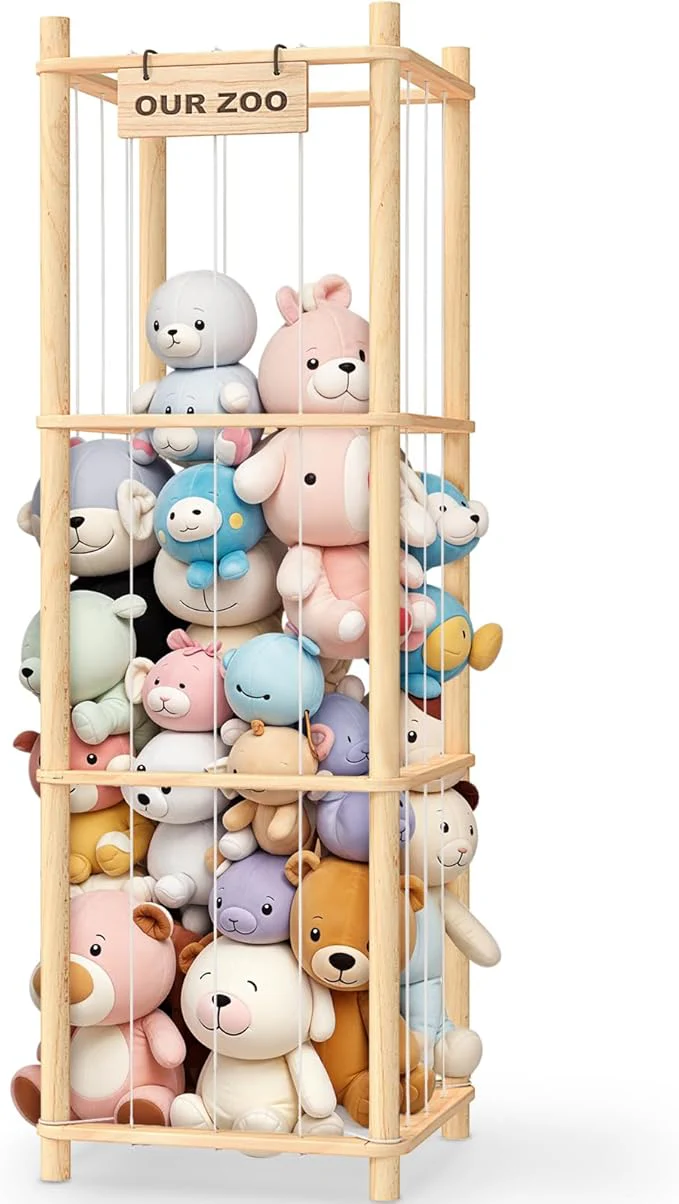 Natural Wood Stuffed Animal Tower Cage Toy Organizer(136 cm) - Image 2