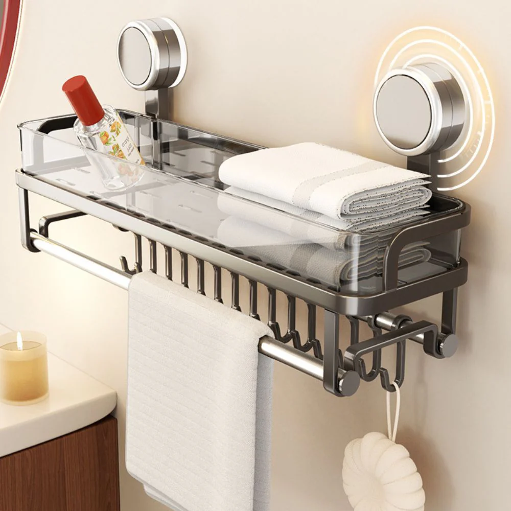 No-Drill Bathroom Counter Organizer for Skincare and Towels - Image 3