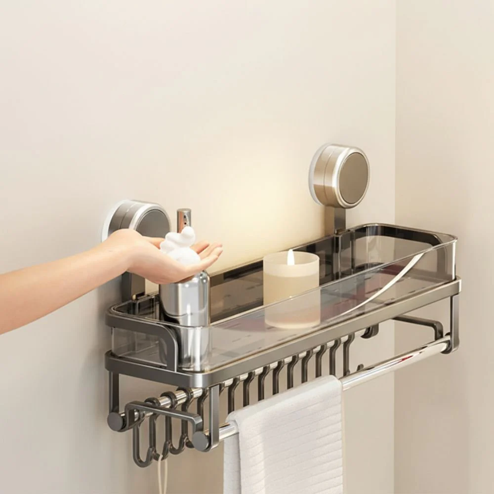 No-Drill Bathroom Counter Organizer for Skincare and Towels - Image 4