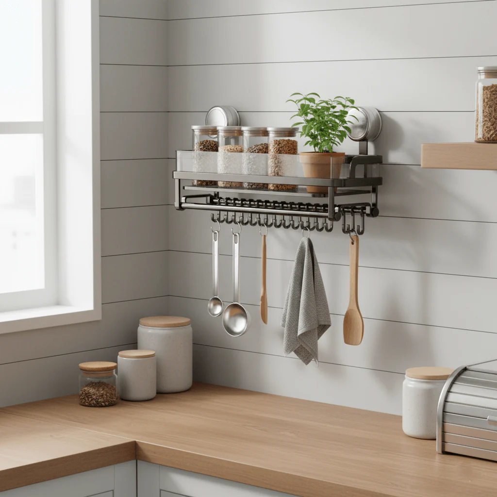 No-Drill Bathroom Counter Organizer for Skincare and Towels - Image 5