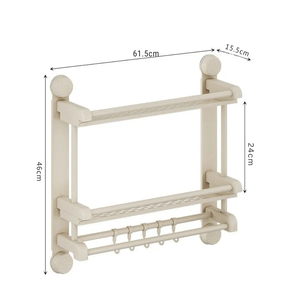 No-Drill Suction Cup Wall-Mounted Bathroom Shelf with Hooks (60 cm) - Image 10