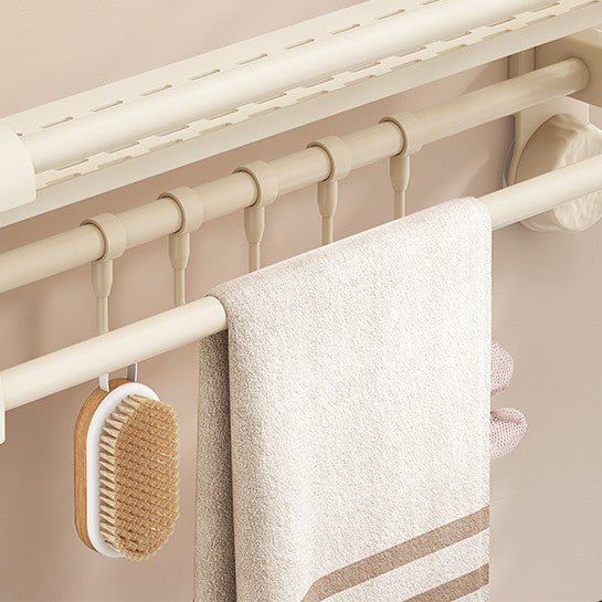 No-Drill Suction Cup Wall-Mounted Bathroom Shelf with Hooks (60 cm) - Image 4