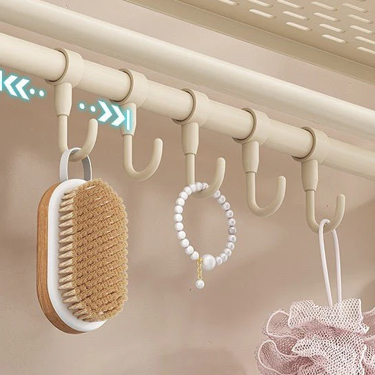 No-Drill Suction Cup Wall-Mounted Bathroom Shelf with Hooks (60 cm) - Image 5