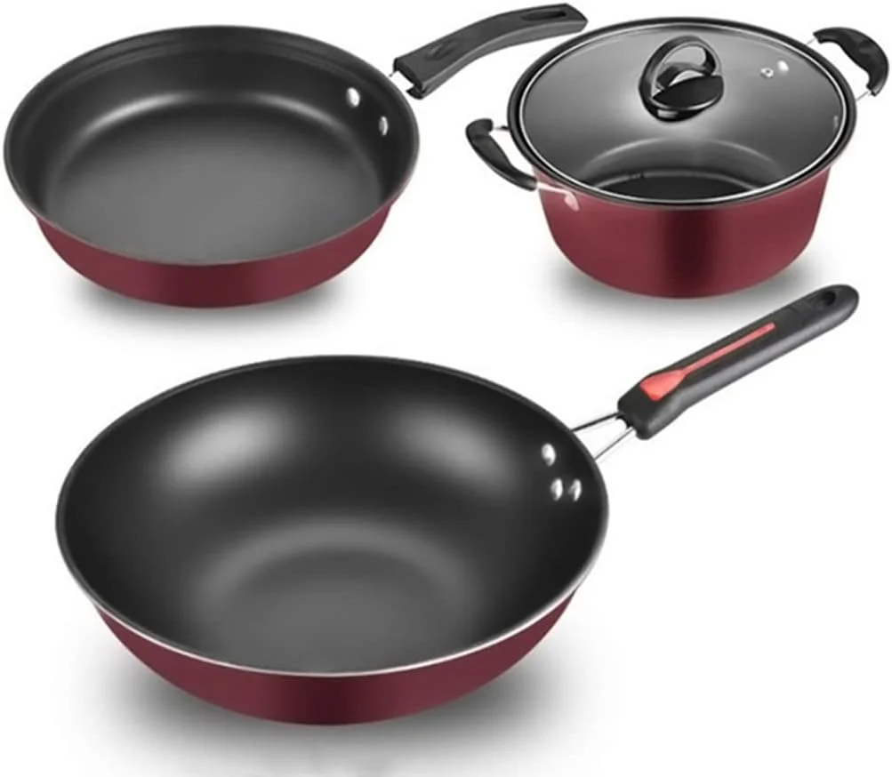 Non Stick Aluminum Cookware Set with Glass Lid (Set of 3) - Image 3