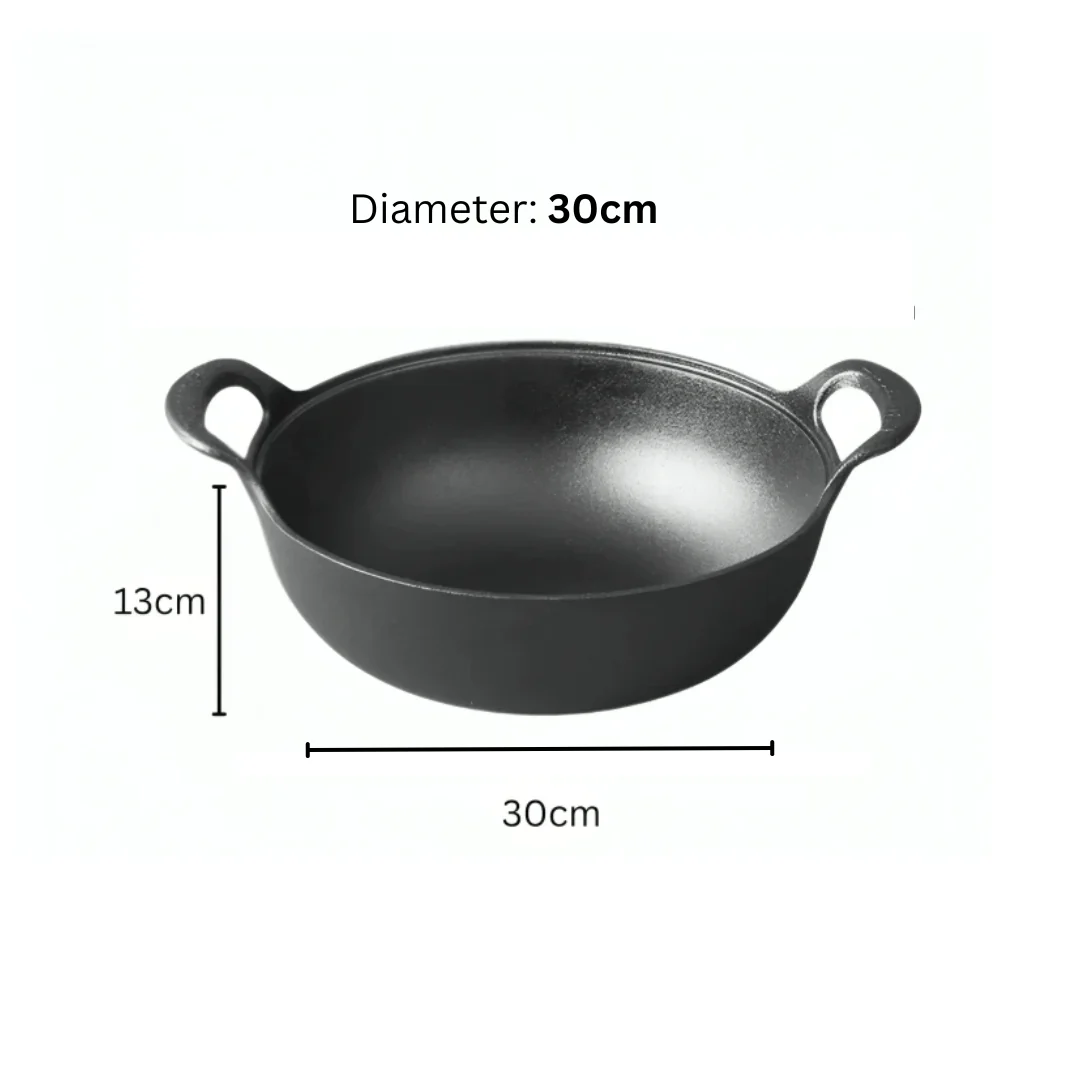 Cast Iron Non-Stick Cooking Pot with Grab Handles And Wooden Lid - Image 8