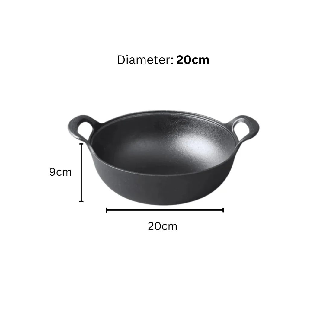 Cast Iron Non-Stick Cooking Pot with Grab Handles And Wooden Lid - Image 9