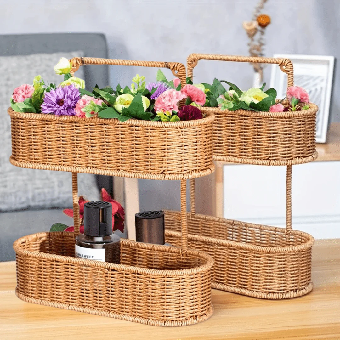 Decorative Oval Rattan Style Storage Basket - Image 5