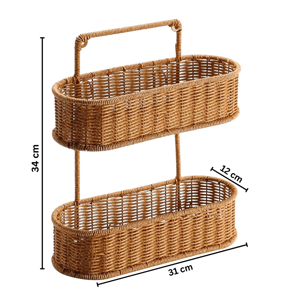 Decorative Oval Rattan Style Storage Basket - Image 6