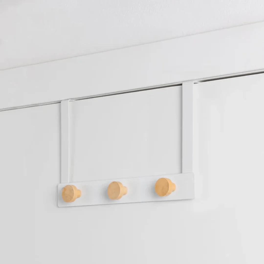 Over-the-Door Metal Hanger Rack with Bamboo Hooks - Image 4