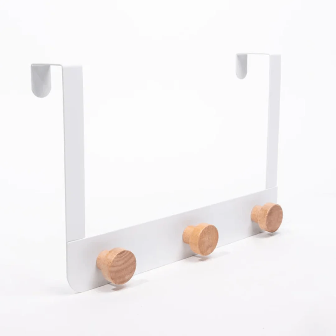 Over-the-Door Metal Hanger Rack with Bamboo Hooks - Image 6