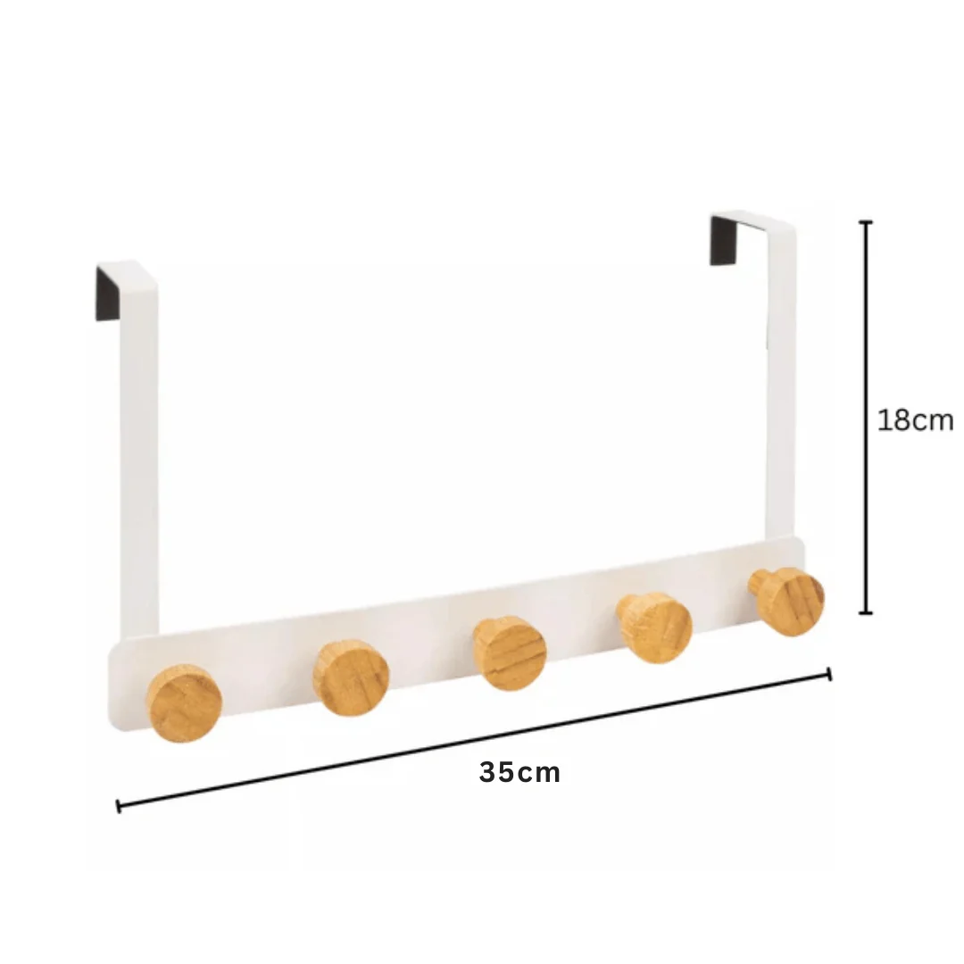 Over-the-Door Metal Hanger Rack with Bamboo Hooks - Image 7