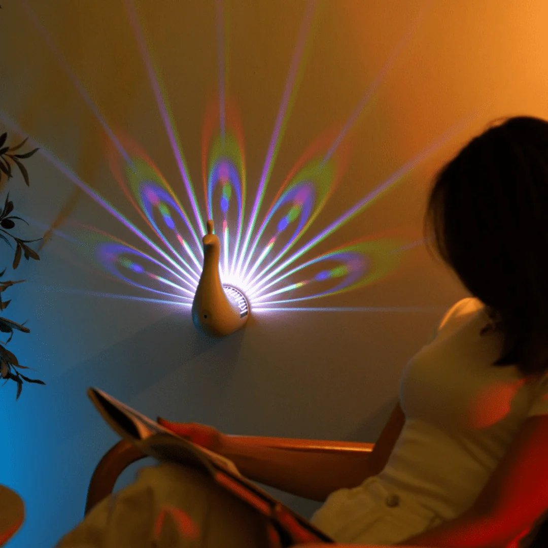 Peacock Beam Artistic Rechargeable Night Glow Lamp(1200mAh) - Image 6