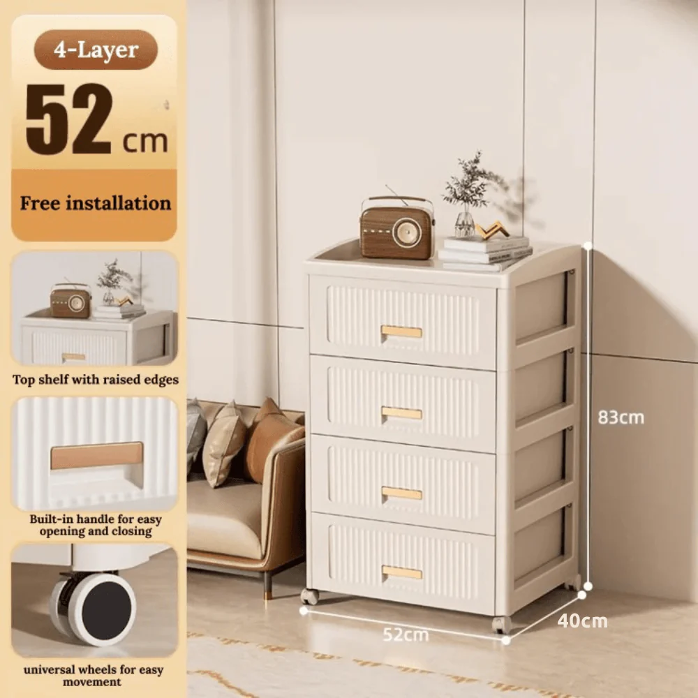 Plastic 4-Layer Drawer Storage Cabinet with Wheels - Image 6