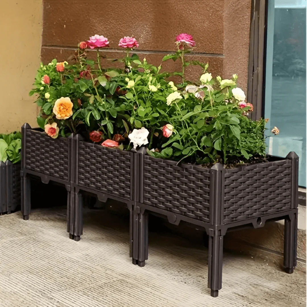 Plastic Balcony Vegetable Planting Garden Bed with Legs & Drainage Holes - Image 6