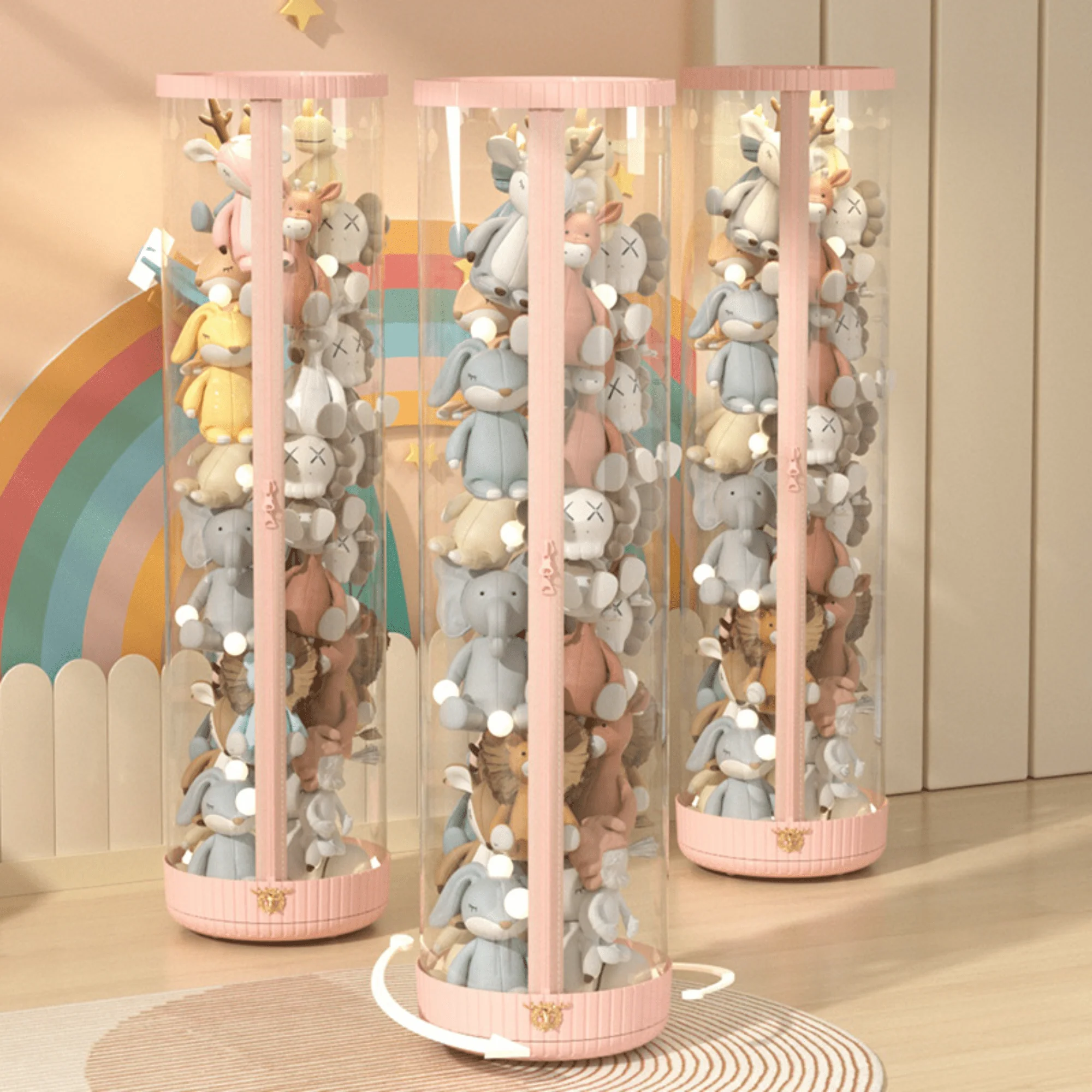 Plastic Rotating Toy Storage Bucket with Dustproof Cover & Zipper (30cm) - Image 3