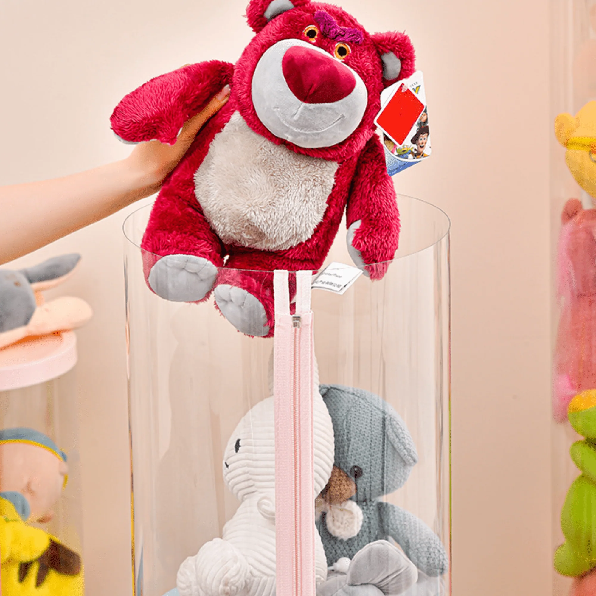 Plastic Rotating Toy Storage Bucket with Dustproof Cover & Zipper (30cm) - Image 6