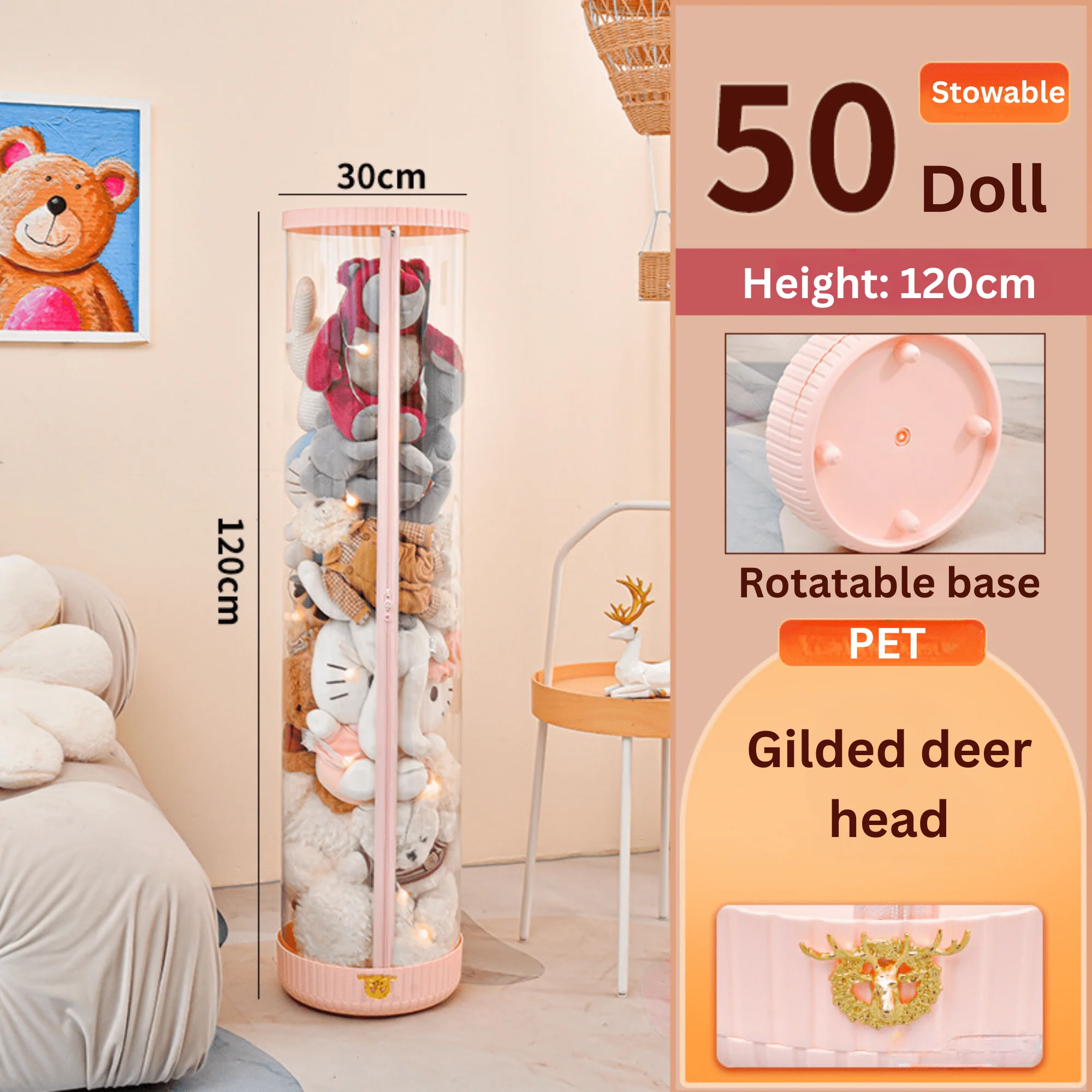 Plastic Rotating Toy Storage Bucket with Dustproof Cover & Zipper (30cm) - Image 8