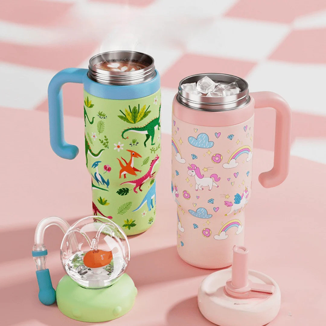 Playful Spray Water Bottle with Dual Lids - Image 4