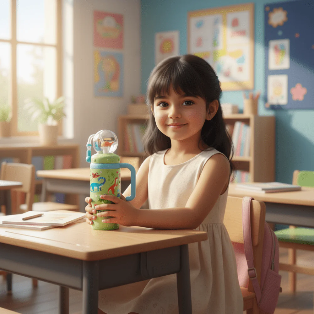 Playful Spray Water Bottle with Dual Lids - Image 5
