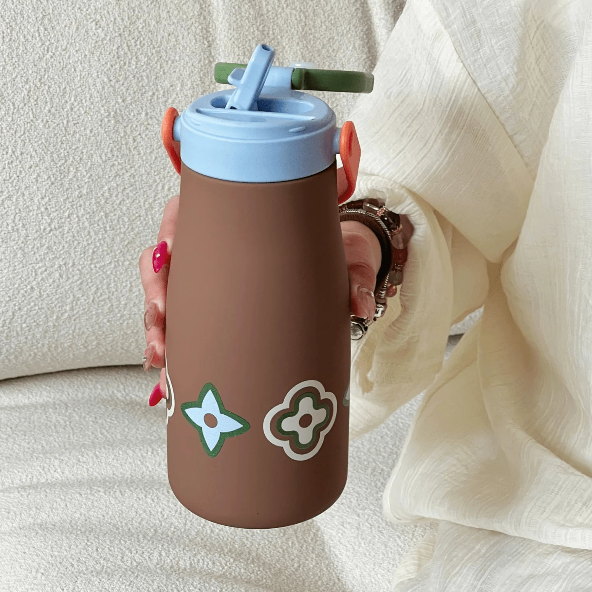Portable Leakproof Stainless Steel Thermos Cup with Handle(600ml) - Image 6