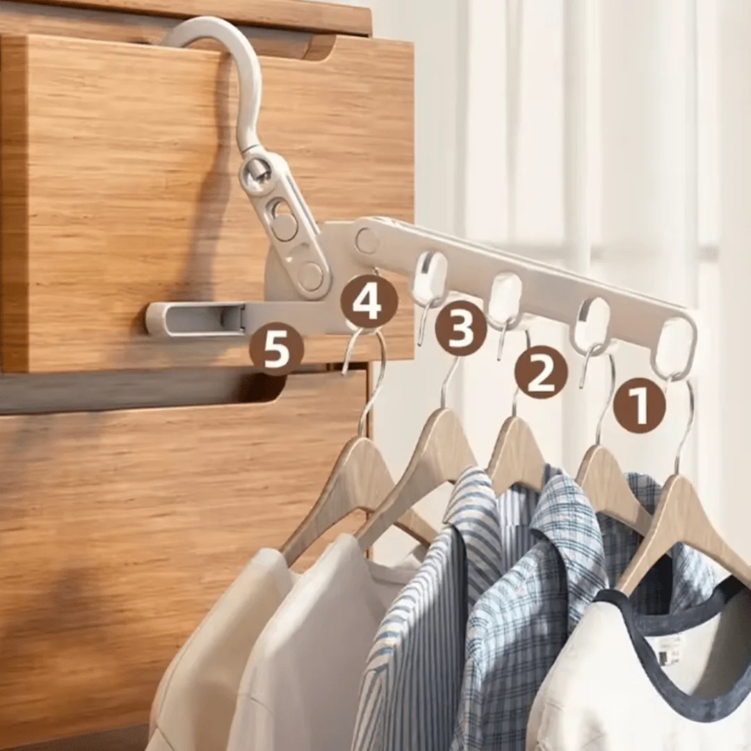 Portable Plastic Foldable 5-Hole Clothes Drying Hanger - Image 2
