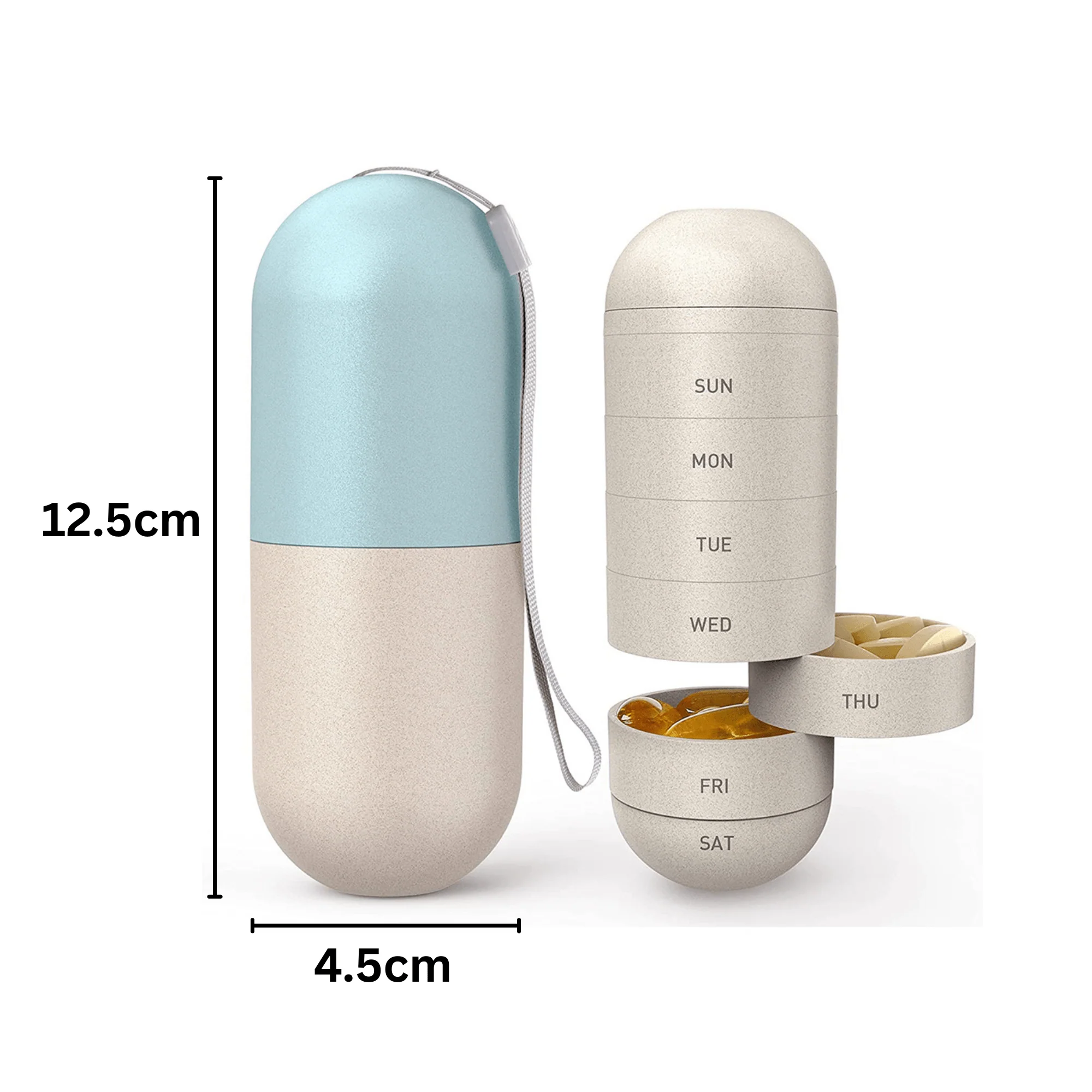 Portable Plastic Two-in-One Waterproof Pill Organizer with 7 Compartment (Pack of 1) - Image 7