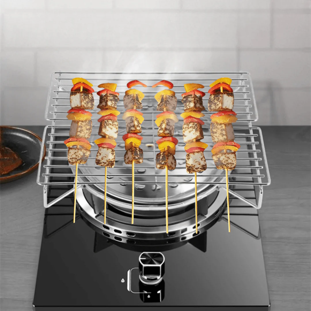 Portable Stainless Steel BBQ Grill Set - Image 5