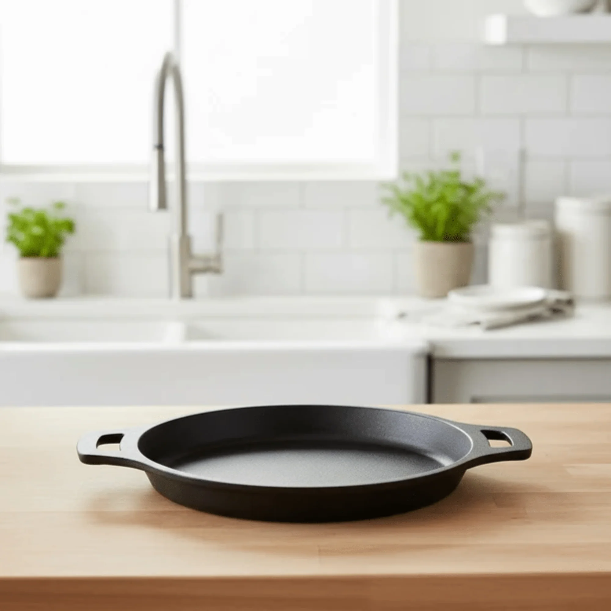 Pre-Seasoned 24cm Cast Iron Skillet with Ergonomic Grip