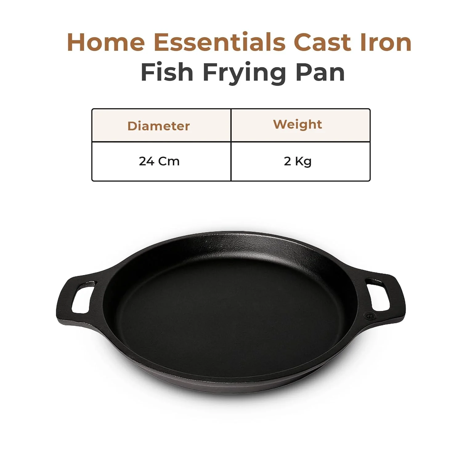 Pre-Seasoned 24cm Cast Iron Skillet with Ergonomic Grip - Image 7
