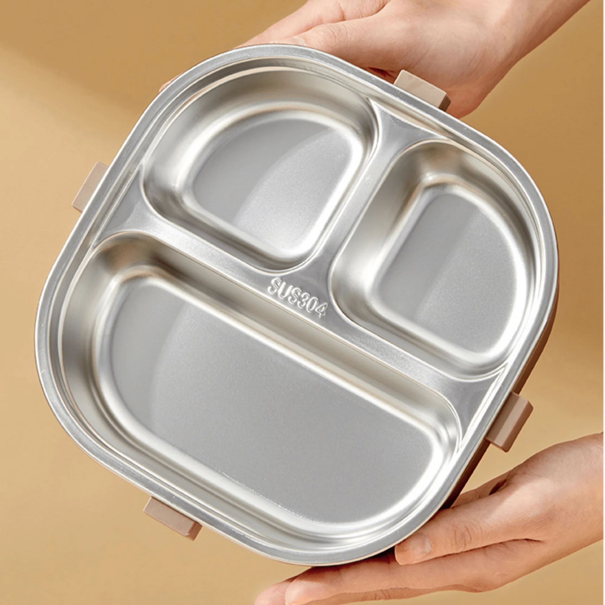 Premium 3-Grid Stainless Steel Lunch Box Set with Insulated Bag (800 ml) - Image 5