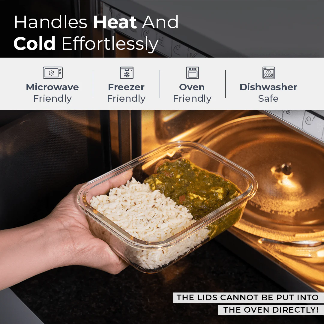 Premium Airtight Borosilicate Glass Food Container with Bamboo Lid(370ml) - Image 2