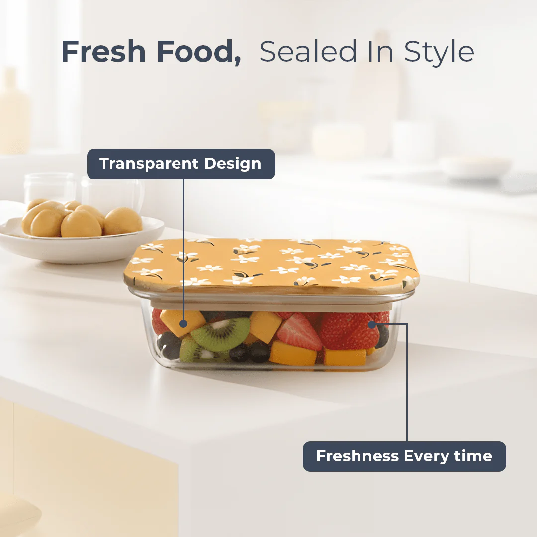 Premium Airtight Borosilicate Glass Food Container with Bamboo Lid(640ml) - Image 5