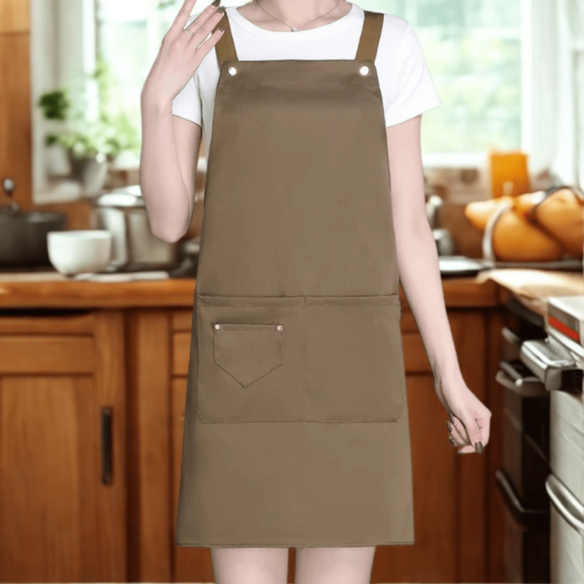 Premium Canvas Cross-Back Apron with Pockets - Image 5