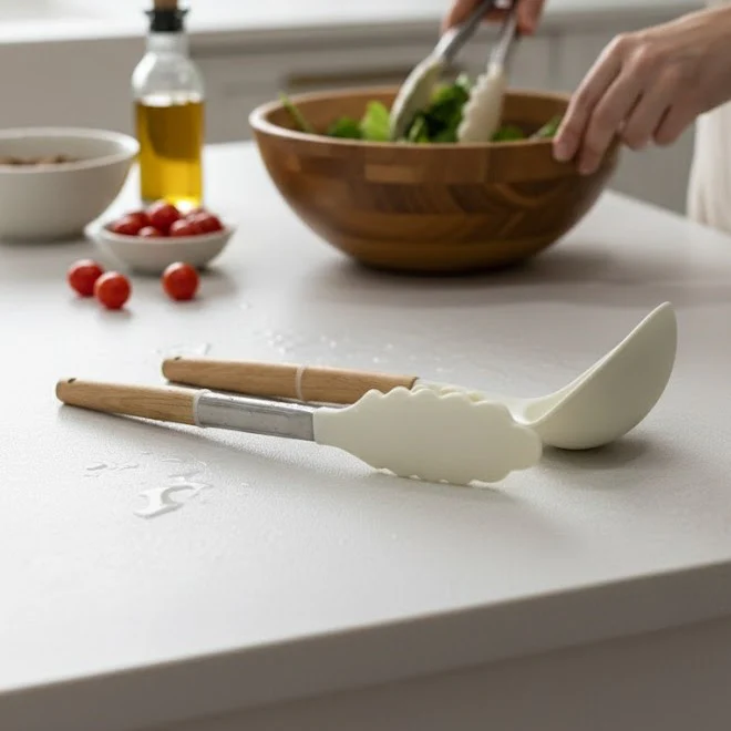 Premium Heat-Resistant Silicone Ladle & Tongs Set - Image 3